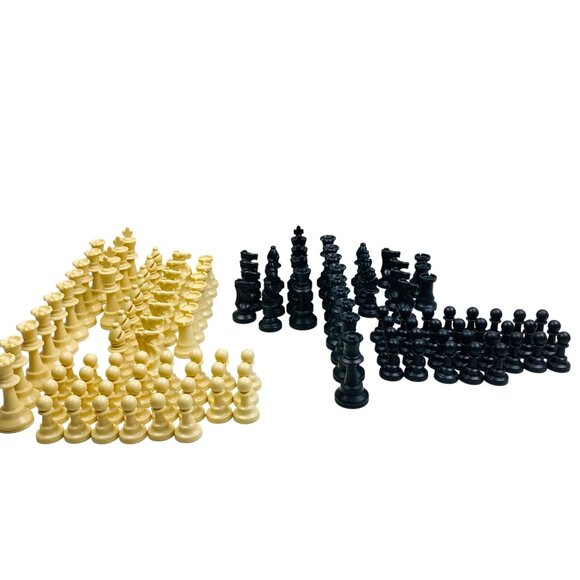 Huge Lot of 128 Replacement Chess Pieces Lightweight Plastic 1.75" to 3" tall - Picture 1 of 7